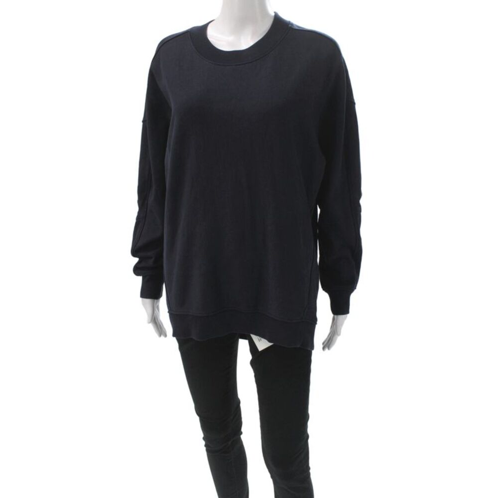 Tibi Women Black Cotton Hoodie Pullover Crewneck Long Sleeve Size 2XS